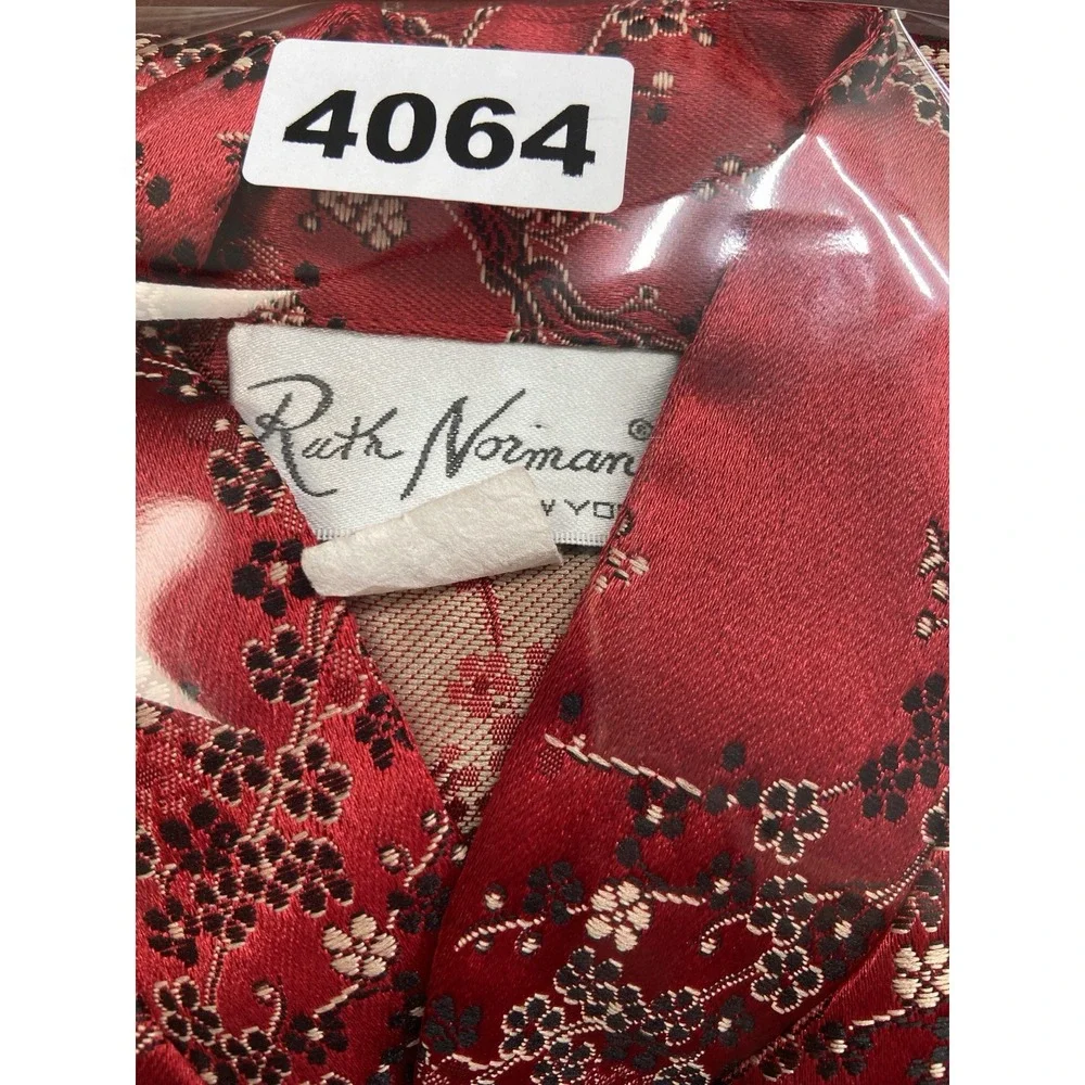 Vintage Ruth Norman NY Womens Jacket Medium Kimono Style Red Floral Made USA‎